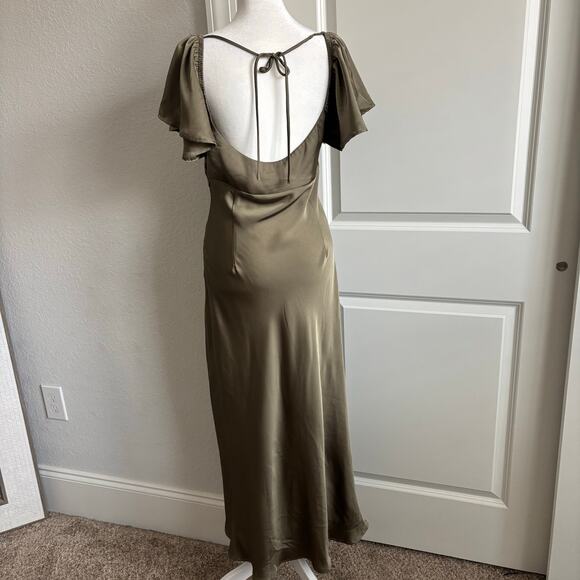 Showpo Women’s Olive Midi Slip Dress Sz 6 Wedding Guest Formal Cocktail - Picture 7 of 12